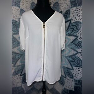 Michael Kors White Blouse with Gold Zipper